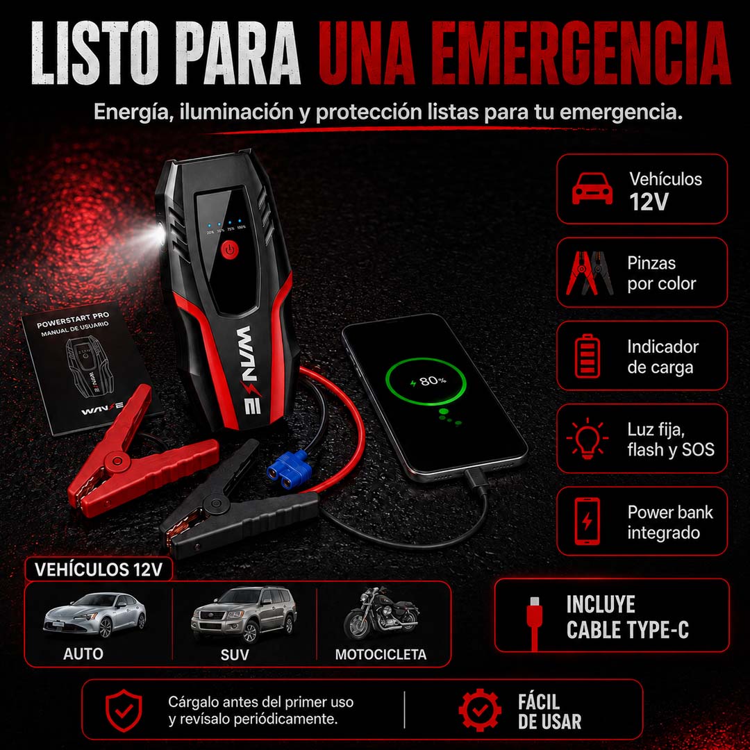 PowerStart Pro - Arrancador de Batería Portátil