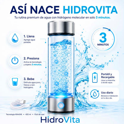 HidroVita - Botella Generadora de Agua Hidrogenada 420 ml
