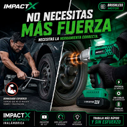 ImpactX - Llave de Impacto Inalámbrica con 2 Baterías