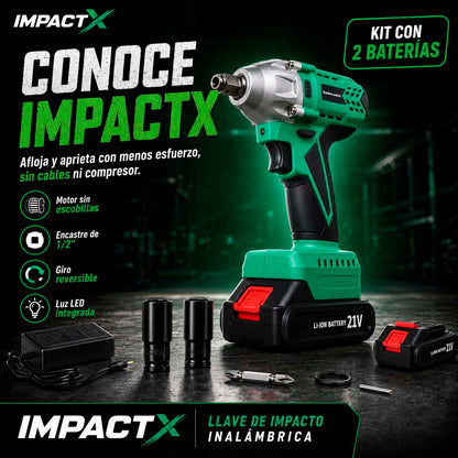 ImpactX - Llave de Impacto Inalámbrica con 2 Baterías