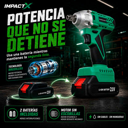 ImpactX - Llave de Impacto Inalámbrica con 2 Baterías