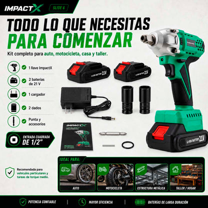 ImpactX - Llave de Impacto Inalámbrica con 2 Baterías