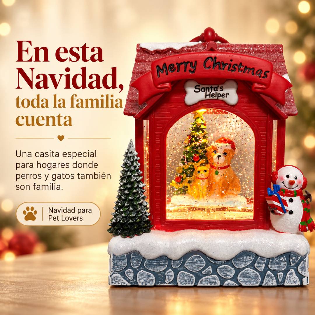Navipets - Casita Navideña con Luz y Nieve