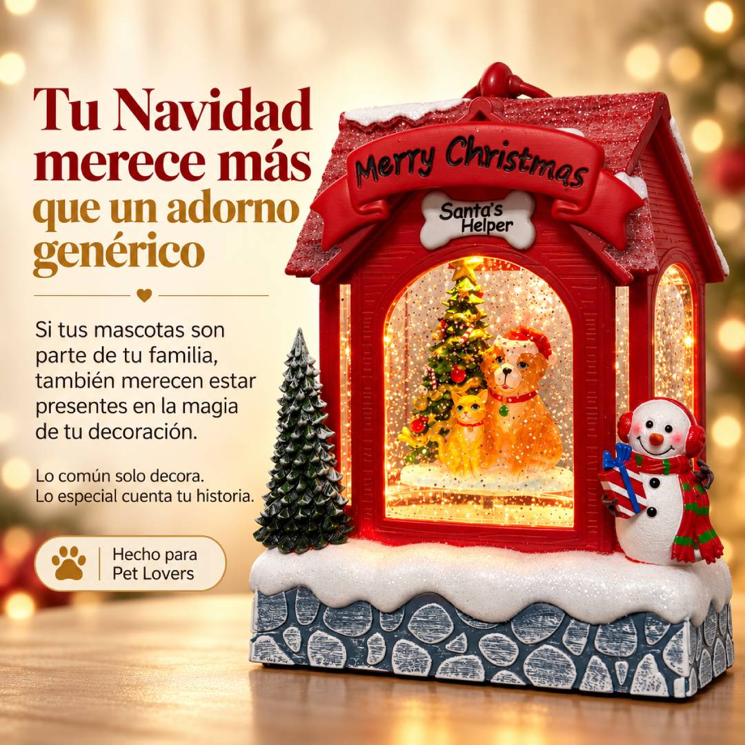 Navipets - Casita Navideña con Luz y Nieve