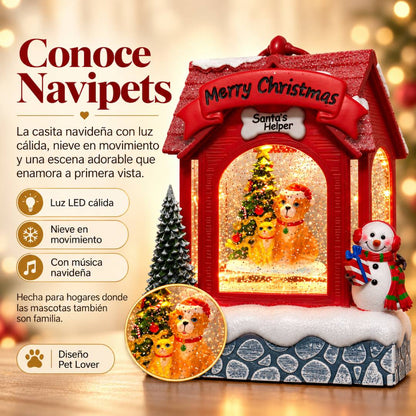 Navipets - Casita Navideña con Luz y Nieve