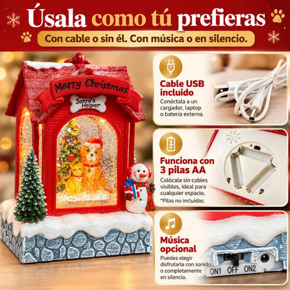 Navipets - Casita Navideña con Luz y Nieve