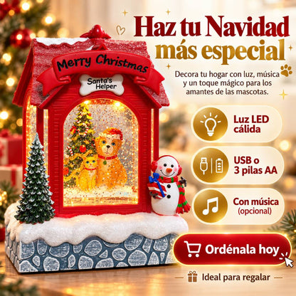 Navipets - Casita Navideña con Luz y Nieve