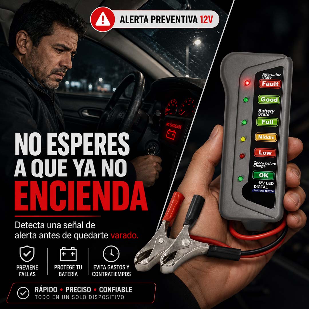 VoltCheck Pro - Probador de Batería y Alternador 12V