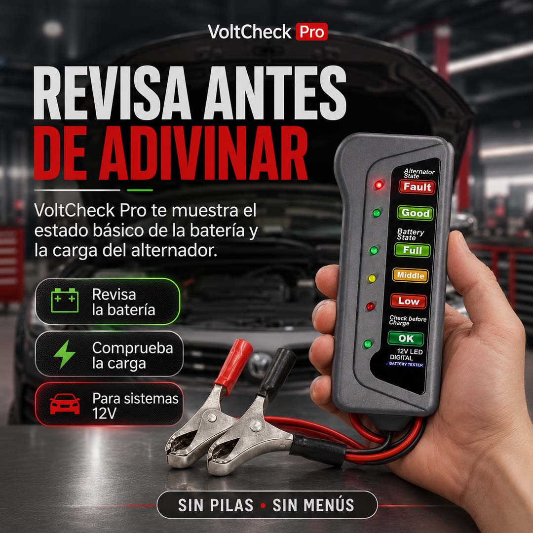 VoltCheck Pro - Probador de Batería y Alternador 12V