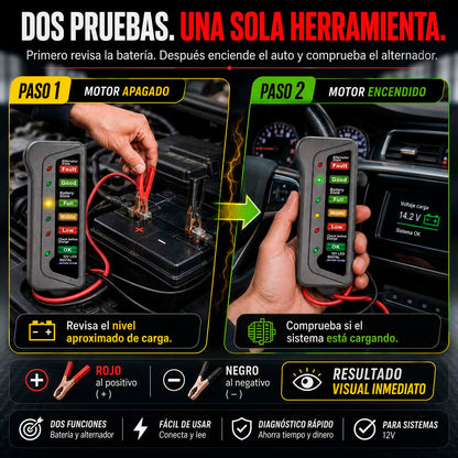 VoltCheck Pro - Probador de Batería y Alternador 12V