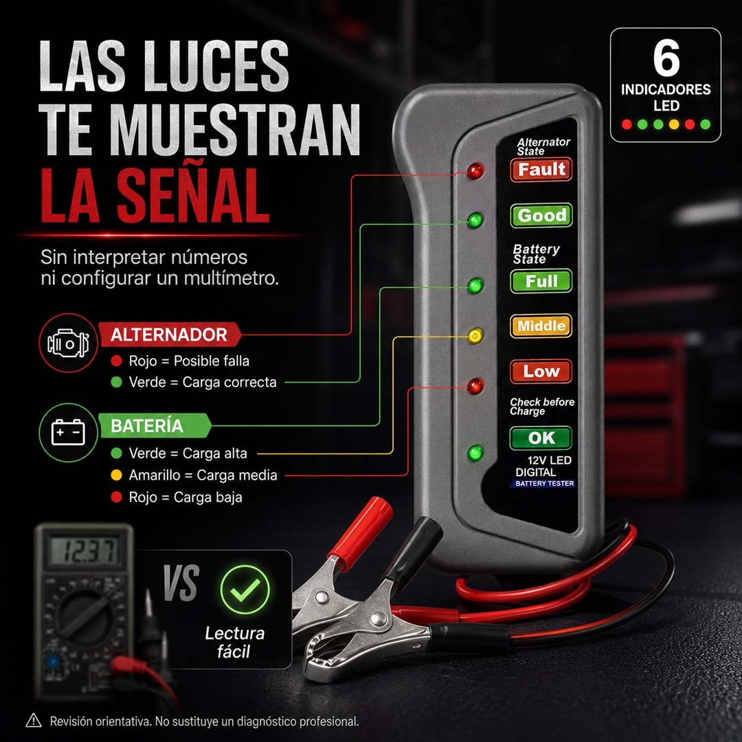 VoltCheck Pro - Probador de Batería y Alternador 12V