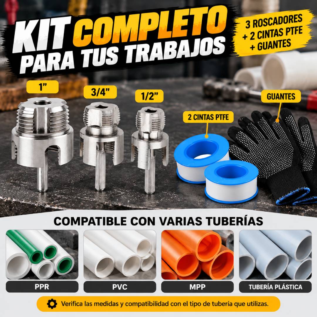 Roscafix PRO - Roscador de Tuberías 3 en 1