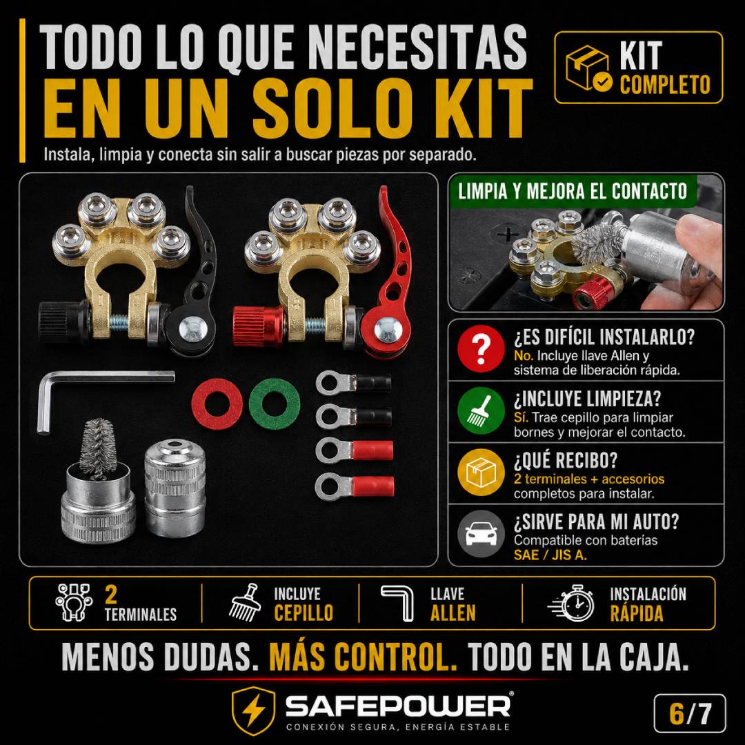 SafePower - 2 Pcs Terminales de Batería de Liberación Rápida