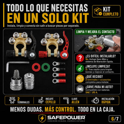 SafePower - 2 Pcs Terminales de Batería de Liberación Rápida
