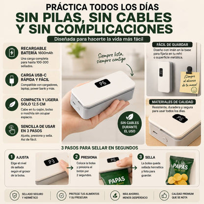 FreshSeal — Selladora Recargable de Bolsas