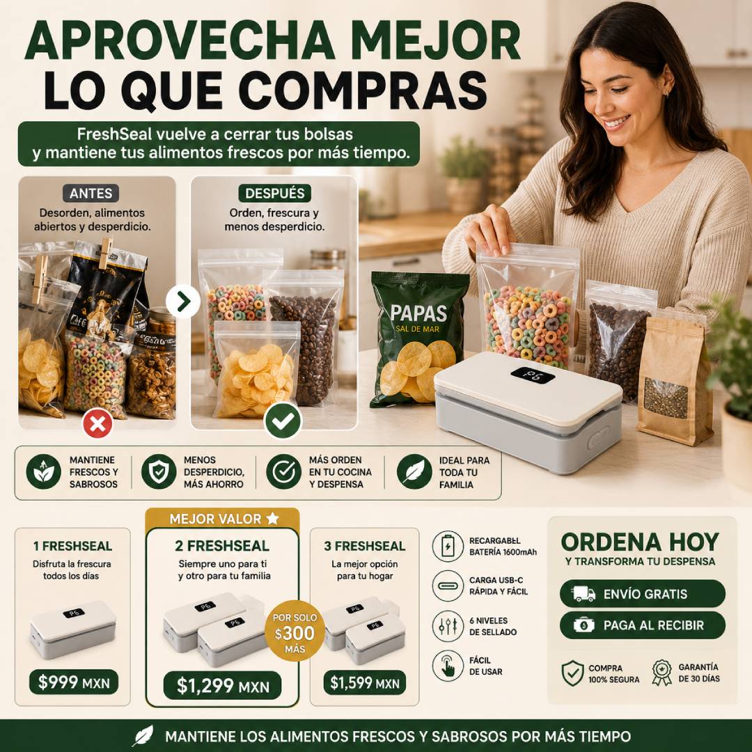 FreshSeal — Selladora Recargable de Bolsas