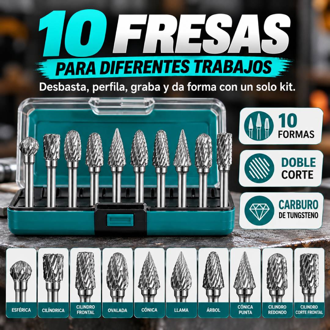 Tungsten Pro - Kit de 10 Fresas