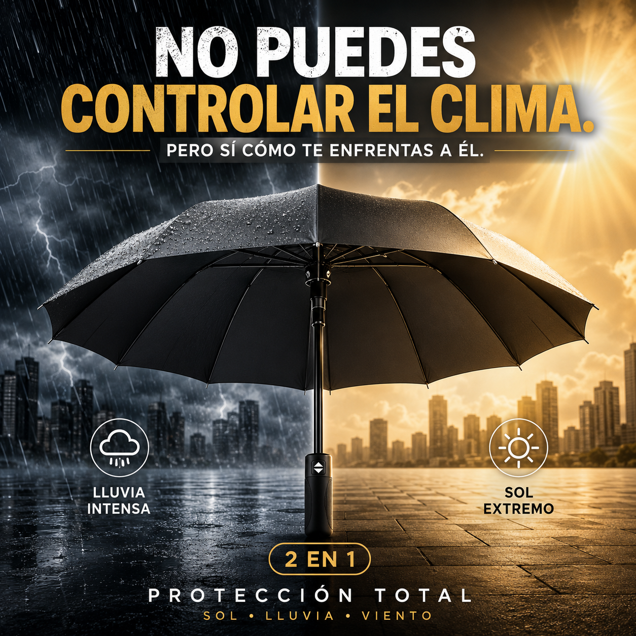 AeroShield Max 360 - Paraguas Protección UV y Antiráfagas