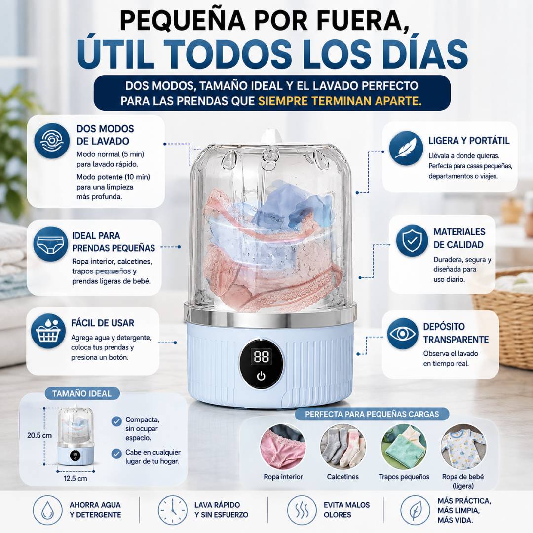 MiniWash Pro - Lavadora Portátil Automática